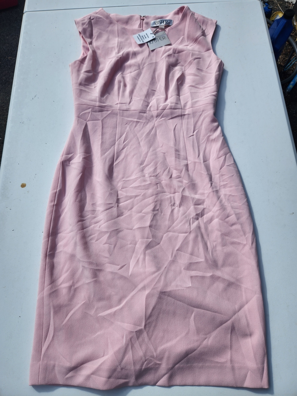 Kasper Tutu Pink Sleeveless Sheath Midi Dress Size 4 NWT